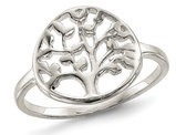 Sterling Silver Polished Tree of Life Ring 